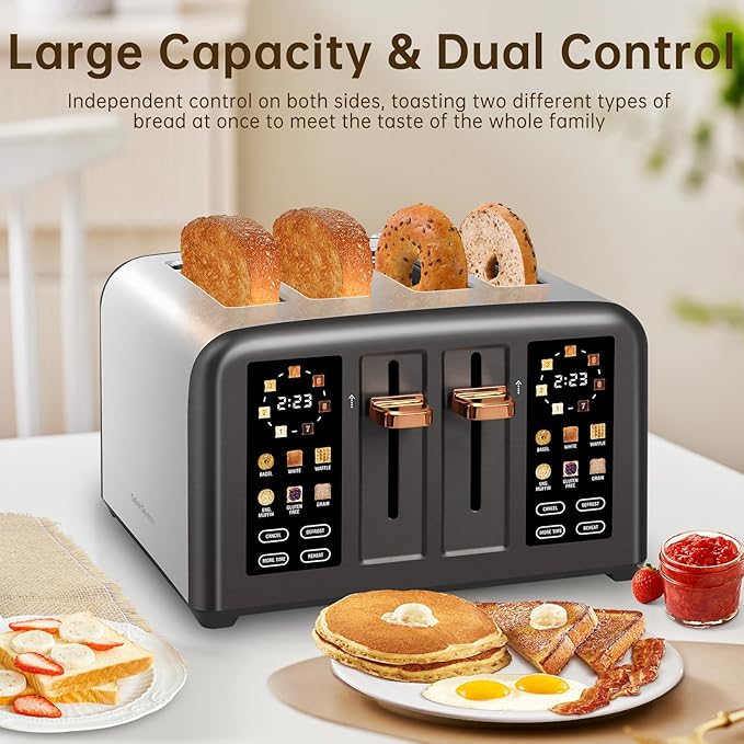 SEEDEEM Toaster 4 Slice, Stainless Steel, Touch Screen