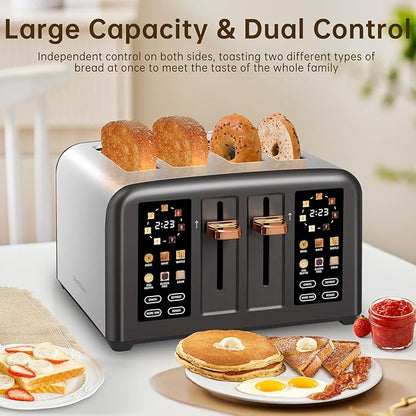 SEEDEEM Toaster 4 Slice, Stainless Steel, Touch Screen