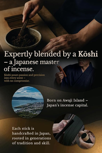 Sandalwood Premium Japanese Incense Sticks 60sticks Coreless Low Smoke Natural Charcoal Free Non Toxic Temple Kyoto Aroma Aromatherapy Meditation Calming Stress Relief Relaxation Yoga Zen TOMORI