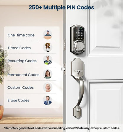 Veise VE06-H Smart Front Door Lock Set, App Control, Keyless Entry Deadbolt