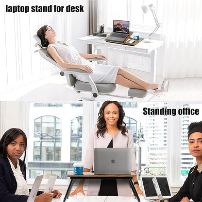 Laptop Desk for Bed Couch, Adjustable Foldable Bed Table with Cup Holder, Breakfast Serving Tray, Portable Laptop Lap Desk Stand for Working Reading Writing Eating Gaming in Bed Sofa Floor(RetroBrown)
