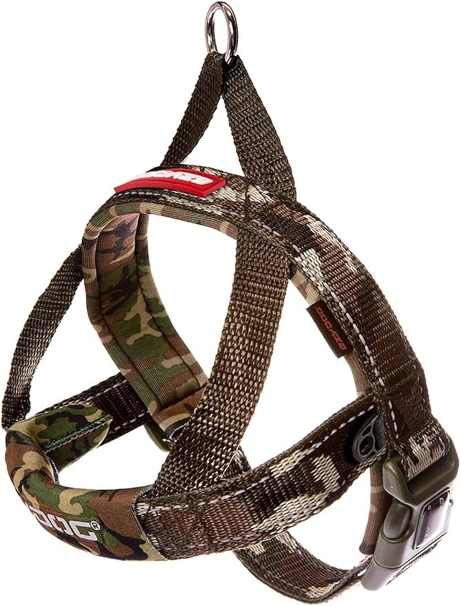 EzyDog Quick Fit Dog Harness, Soft Neoprene Padding - X-Small, Green Camo | Fast One-Click Buckle, Adjustable Fit, Strong Reinforced Materials, Reflective Stitching, No Pull Dog Harness, Easy Walking