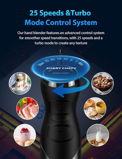 2025 New 1000W Immersion Blender Handheld – 25-Speed, Stainless Steel, Hand