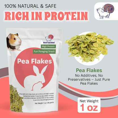 Snout and Shell Small Animal Treats – Pea Flakes, Dandelion Leaf (1oz), Marigold Flowers (0.5oz) – Natural Foraging Snacks for Rabbits, Guinea Pigs, Chinchillas, Hamsters & More