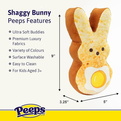 Animal Adventure | 9" Boba Brunch Shaggy Bunny Peeps Plush | Easter Basket Stuffed Animals for Kids | Marshmallow Candy | Huggable Ultra Soft Plushie Stuffers Buddy Toy | Collectable Gifts | Aged 3+