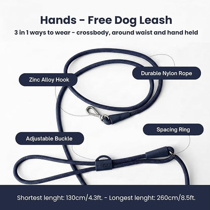 No Pull Dog Harness and Leash Set 3-in-1 Adjustable Anti Pull Dog Harness with Hands-Free Matching Leash,Poop Bag Holder,Easy Walk Dog Harness Extra Small Sized Dog(Navy Blue)