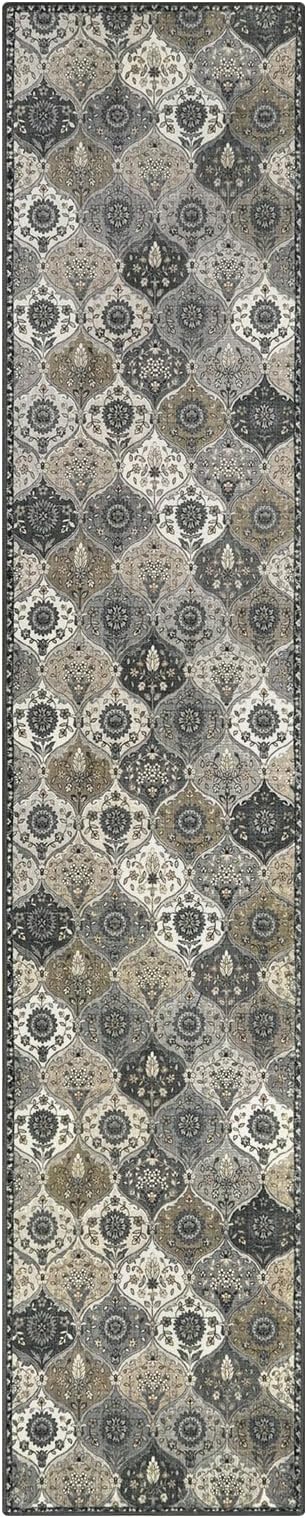 Lahome Moroccan Washable Runner Rug Non Slip, 2x10 Runner Rugs for Hallway 2x10 Vintage Ultra-Thin Throw Long Carpet for Kitchen Entryway Bedroom Laundry Room, Grey