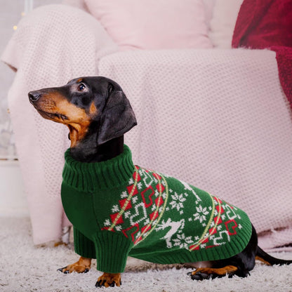 Queenmore Dog Christmas Sweater,Turtleneck Knitted Pullover Xmas Dog Clothes Sweatshirt,Pet Christmas Outfit, Warm Doggy Sweaters for Small Dogs Boy Girl XL