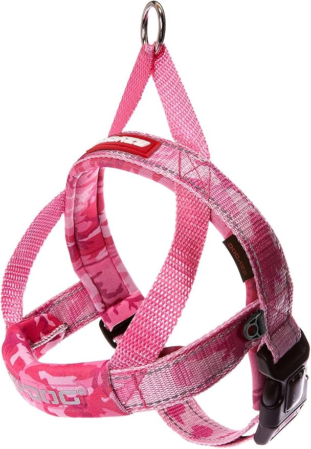 EzyDog Quick Fit Dog Harness, Soft Neoprene Padding - XX-Small, Pink Camo | Fast One-Click Buckle, Adjustable Fit, Strong Reinforced Materials, Reflective Stitching, No Pull Dog Harness, Easy Walking