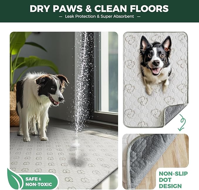 FXW Washable Pee Pads for Dogs, Super Absorbent, 39" x 85", 2 Packs | Machine washable, Non-slip backing, Fits 24"H 8-Panel FXW Rollick/Homeplus Playpens
