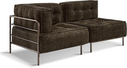 MCombo Modular Sofa Couch with Removable Cushion, Accent Sofa Chair, Upholstered Sofa for Living Room, Apartment, Office (Chocolate, Two Seats)