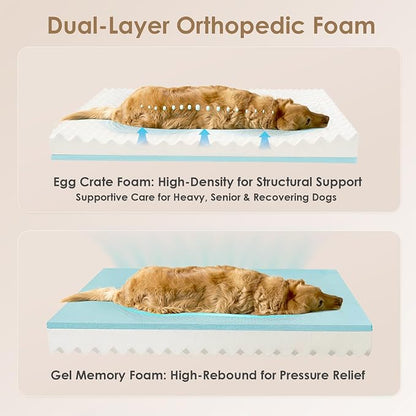 EHEYCIGA Orthopedic XL Dog Bed for Large Dog, Memory Foam Dog Couch, Dark Green