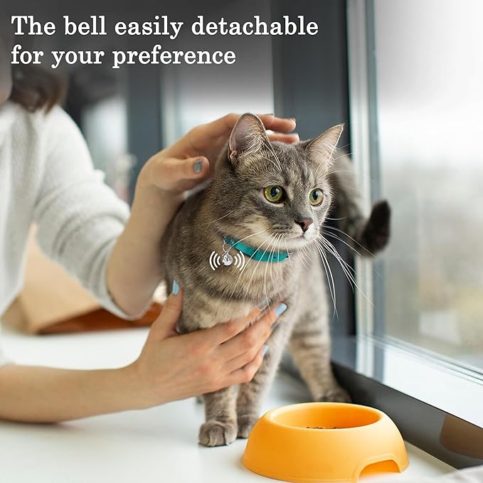 OOPSDOGGY Cat Collar for AirTag Holder, Leather Kitten Collars with Elastic Strap & Bell, Non Breakaway Adjustable Small Pet Collars for Indoor & Outdoor for Boy, Girl (Black)