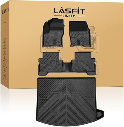 LASFIT Floor Mats and Cargo Liner for Ford Escape 2013-2019 All Weather Protector TPE Custom Fit Car Floor Liners, 1st & 2nd Row & Trunk Mat Combo Set, 4PCS Black