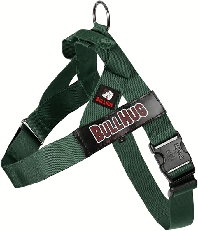 Adjustable Dog Harness– No Pull, No Choke – for English Bulldogs, French Bulldogs, Pugs & Broad-Chested Breeds – Easy, Safe Walks (Hunter Green, Medium)