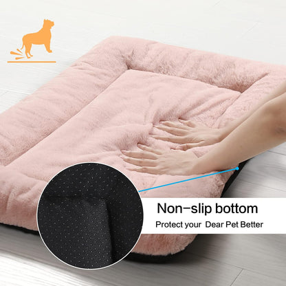 Dog Beds Crate Pad for Medium/Large Dogs Ultra Soft Dog Crate Bed Washable & Anti-Slip Kennel Pad for Dogs Cozy Sleeping Mat,Pink 36inch