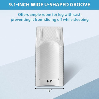 Leg Elevation Pillows for After Surgery, Injury or Rest, Memory Foam Leg Elevating Pillow, Leg Pillow Elevation Blood Circulation, Knee Pillow Wedge Pillow for Knee Hip Ankle Pain Relief, White/Grey