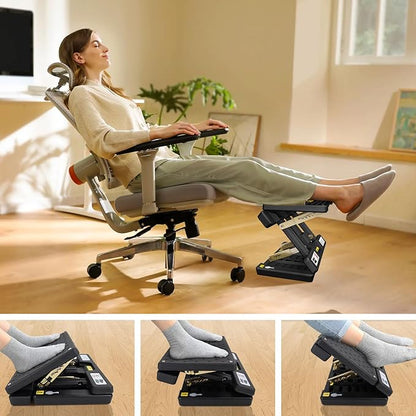 Foldable Foot Rest, Computer Foot Rest Under Desk, 12Modes Adjustable Ergonomic for Office, Loading Capacity 80 pounds, Removable Soft Cloth Pad, Yellow