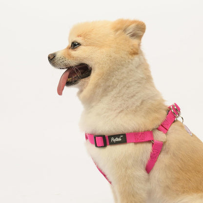PUPTECK No Pull Dog Harness Soft Adjustable Basic Nylon Step in Puppy Vest Outdoor Walking with ID Tag Medium DeepPink
