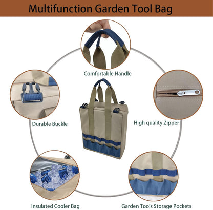 Garden Folding Gardener Stool with Gardening Tools Insulation Garden Bags Plus 5 Garden Tools and Gardening Kneeler Ideal Gift for Mother's Day/Father's Day (Navy Blue)