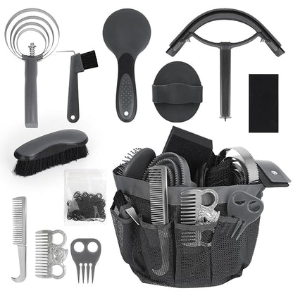 Horse Grooming Kit 12 Pieces Set – Complete Horse Brushes & Care Supplies Set with Organizer Tote Bag, Equine Coat Grooming Tools, Tack Room Equipment & Gifts for Horse Owners & Lovers