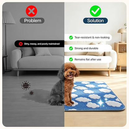 LOOBANI Reusable Pee Pads for Dogs Extra Large, 36"x72", 2 Pack, Blue | Non-Slip Washable Dog Mat, Super Absorbent Washable Puppy Pads, Leak-Proof Pee Rug For Hallway Runner, Floor, Bed