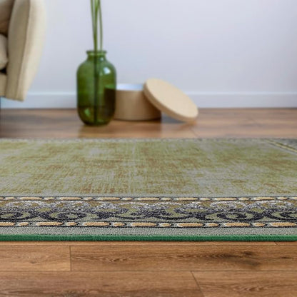 Antep Rugs Alfombras Bordered Modern 3x5 Non-Slip (Non-Skid) Low Pile Rubber Backing Indoor Area Rug (Green, 3' x 5')