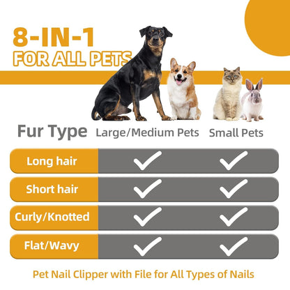 Dog Brush for Shedding,6 PCS in One Pet Slicker Hair Brush Kit Organizer Bag - Dog Cat Grooming Deshedding Undercoat Rake Brush Comb for All Small Large Dogs Cats Grey