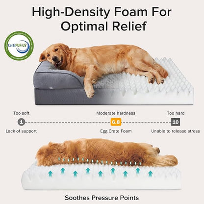 XXL Plus Orthopedic Dog Beds Large Sized, XL Washable Dog Sofa with Egg-Crate Foam, Waterproof Lining and Non-Skid Bottom
