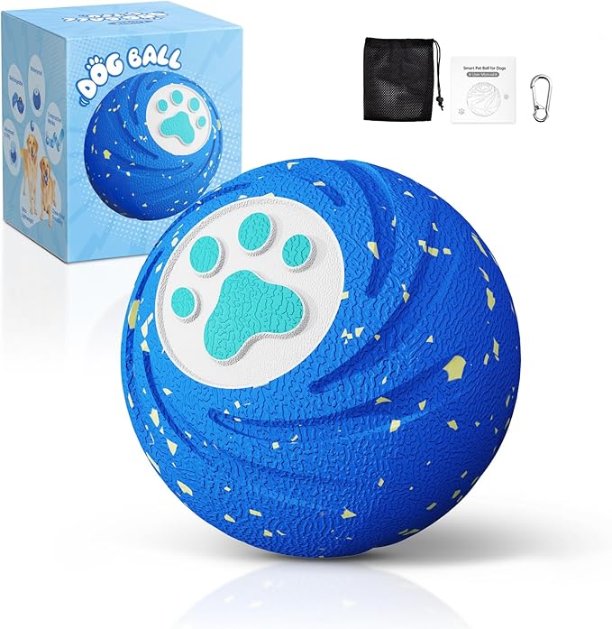 Lovkid Smart Interactive Dog Toys - Interactive Dog Ball for Medium & Large Dogs Durable E-TPU Dog Toy to Keep Them Busy Motion Activated Rolling Ball Indoors & Outdoors (Blue)