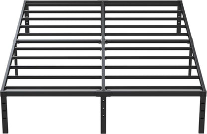 14 Inch Metal Bed Frame Queen Size No Box Spring Needed, Heavy Duty Platform Support Up to 3000 lbs, Easy Assembly, Noise Free, Black