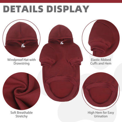 KOOLTAIL Soft and Warm Dog Hoodie Sweater with Leash Hole and Pocket, Winter Coat for Small to Large Dogs, Cat, Puppy, Boys, Girls - Deep Red SM