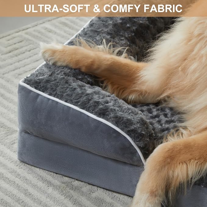 WNPETHOME Orthopedic Washable XXL Dog Bed for Senior Dog Cozy Sleep | Extra Large Waterproof Big Soft Dog Couch Sofa Bed for Dogs Relax with Removable Cover Supportive Pet Bed DarkGrey 48x35Inch