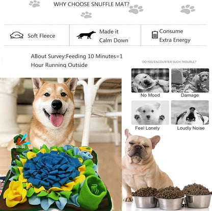 Dogs Snuffle Mat Pet Feeding Mats Puppy Sniffing Pad,Cat Doggies Interactive Puzzle Toys for Multiple Breeds Encourages Natural Foraging Skills,Training and Stress Release (Blue-01)