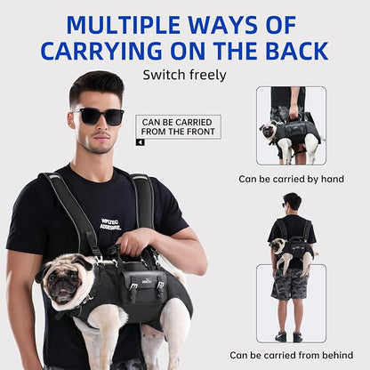 Wakytu Dog Backpack Carrier for Dogs,Dog Lift Harness | Adjustable Padded Breathable Straps for Dogs, Disabled, Joint Injuries, Arthritis,XL