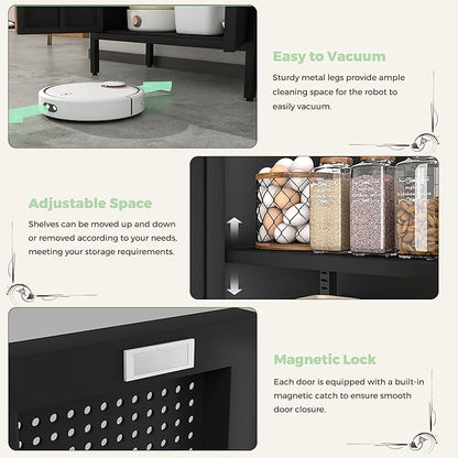 COFaR 4 Tier Black Metal Storage Cabinet, Free Standing
