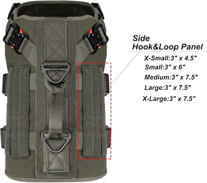 ICEFANG No Pull Tactical Dog Harness for Large Dogs,Adjustable Dog Vest | Control Handle,MOLLE Panel,Front Hook,3 Leash Clips,Soft Padded,for walking training,Green,Large