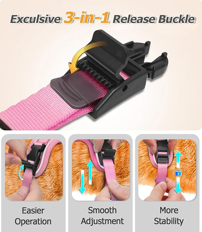 Halypet Cat Harness and Leash Set [MAX Safety 4th-Gen Upgrade] Escape Proof Adjustable Cat Leash Comfortable Soft Vest Easy to Wear Kitten Harness with Reflective Strip for Cats Walking, S Pink