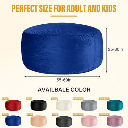 HABUTWAY Bean Bag Chair: Giant 6' Memory Foam Furniture Bean Bag Chair with Microfiber Cover - 6Ft,Blue