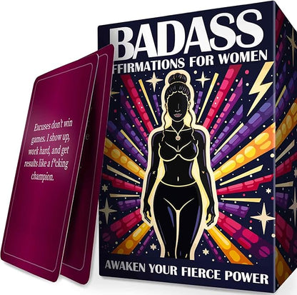 QUOKKA Badass Affirmation Cards for Women – 95 Fierce Daily Motivational Messages to Awaken Power, Boost Confidence, and Uplift Mindset – Self Care and Mental Strength Gift for Her