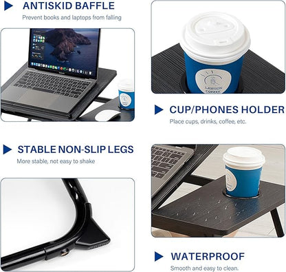 Laptop Desk for Bed Couch, Adjustable Foldable Bed Table with Cup Holder, Breakfast Serving Tray, Portable Laptop Lap Desk Stand for Working Reading Writing Eating Gaming in Bed Sofa Floor(Black)