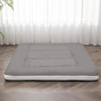 Dr.Futon Japanese Floor Futon Mattress Extra Thick Folding Roll Up Bed Topper Mat for Guest,Lounger and Tavel