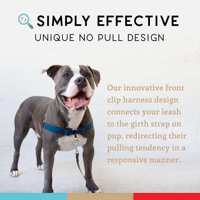 No Pull Dog Harness | Comfortable Training Harnesses | Effective No Pull Design | Ideal for Medium Sized Dog | 4-Point Adjustable(M - 22~28 inch Girth, Navy)