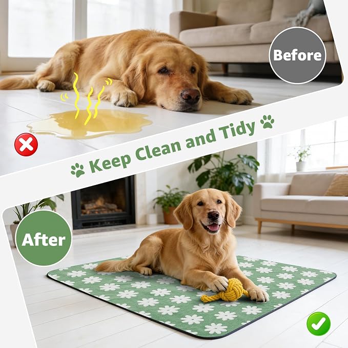 LOOBANI Washable Puppy Pads, Reusable Dog Pee Mat 36"x41", 2 Pack | Super Absorbent, Waterproof, Leakproof, Non-Slip, Soft For Playpen, Crate, Potty Training, Floors