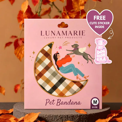 LunaMarie - Luxury Pet Birthday Bandanas -Premium & Silky Poly Fabric | 100% Handmade | Custom Shape Dual Layered (Autumn, Medium)