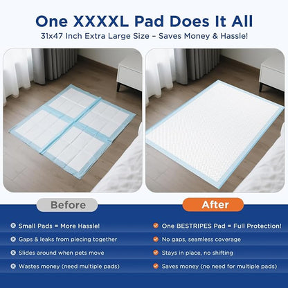 80 Count Dog Pee Pads Extra Large 31"x47" - XXL Disposable Puppy Potty Training Pads for Dogs, Heavy Duty 6-Layer Leak-Proof, Super Absorbent & Quick-Dry