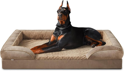 INVENHO Orthopedic Extra Large Dog Bed, XXL Waterproof Dog Sofa, Egg-Crate Foam Couch with Washable Removable Cover, Waterproof Lining and Nonskid Bottom
