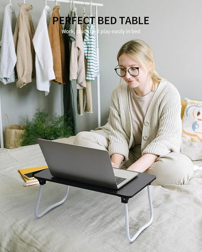 Ruxury Foldable Lap Desk Laptop Stand Bed Desk Table Tray, Breakfast Serving Tray, Portable & Lightweight Mini Table, Lap Tablet Desk for Sofa Couch Floor - Black