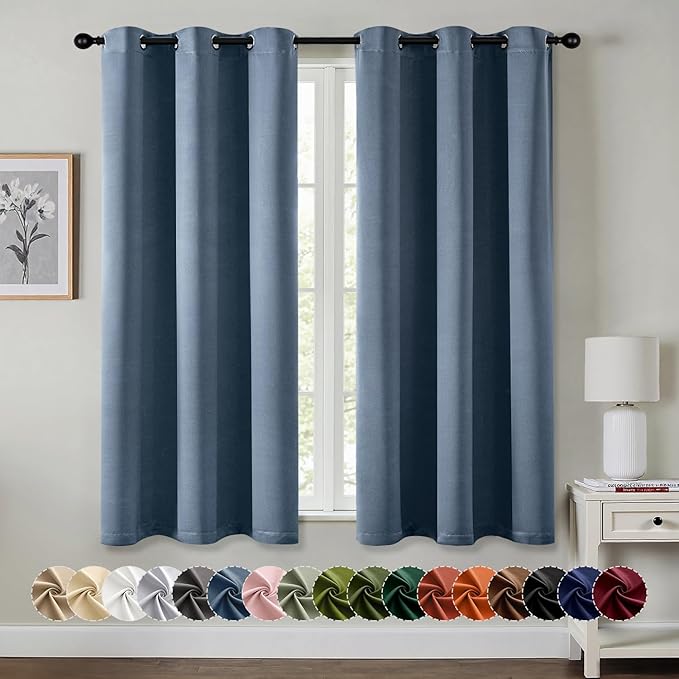 MIULEE Stone Blue Blackout Curtains