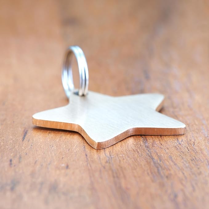 Ultra Joys Cat ID Tag Personalized Pet Tags, Durable Stainless Steel Small Pet Mini Dog Cat Tag Lightweight - Star Tag in Rose Gold